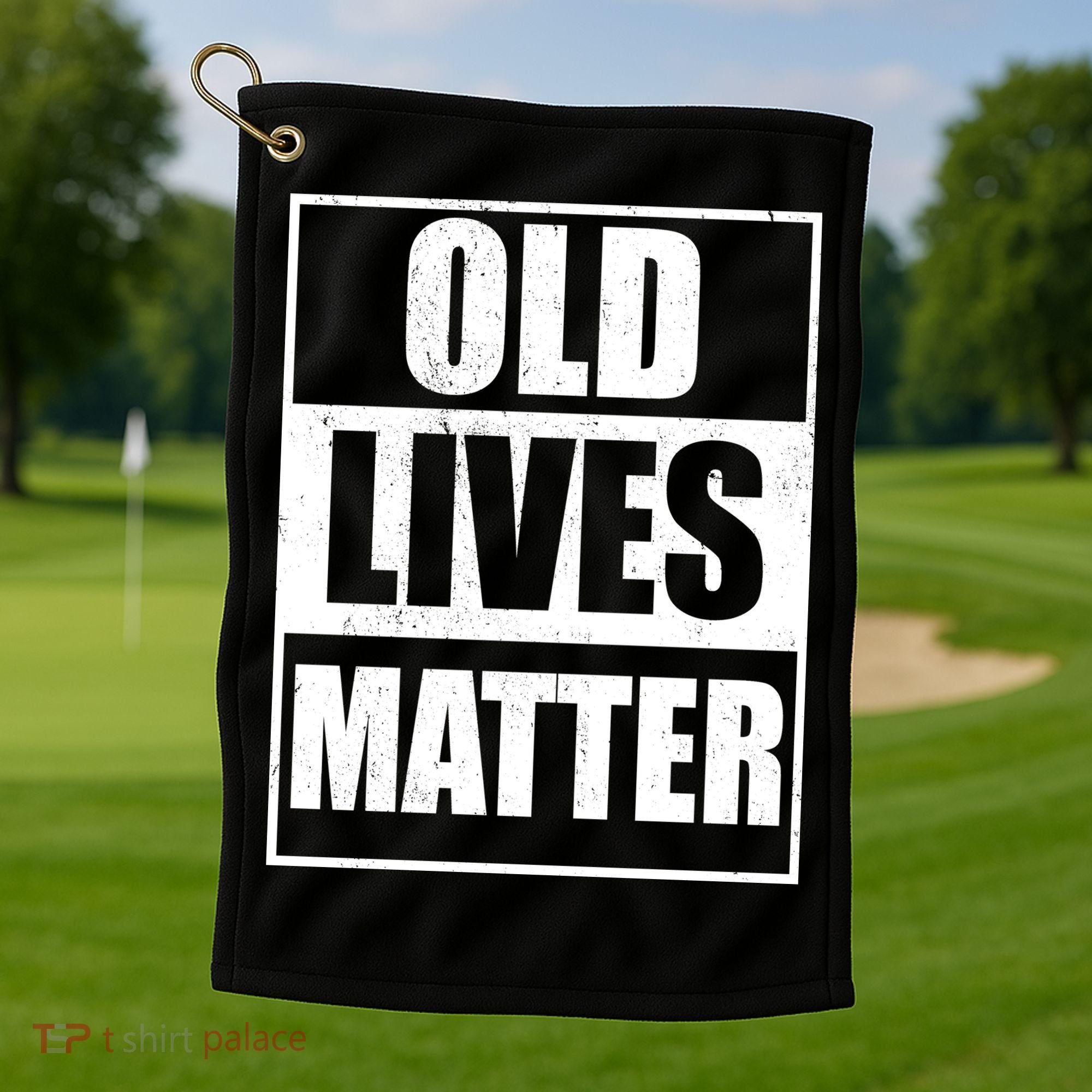 Old Lives Matter Distressed Logo Golf Towel