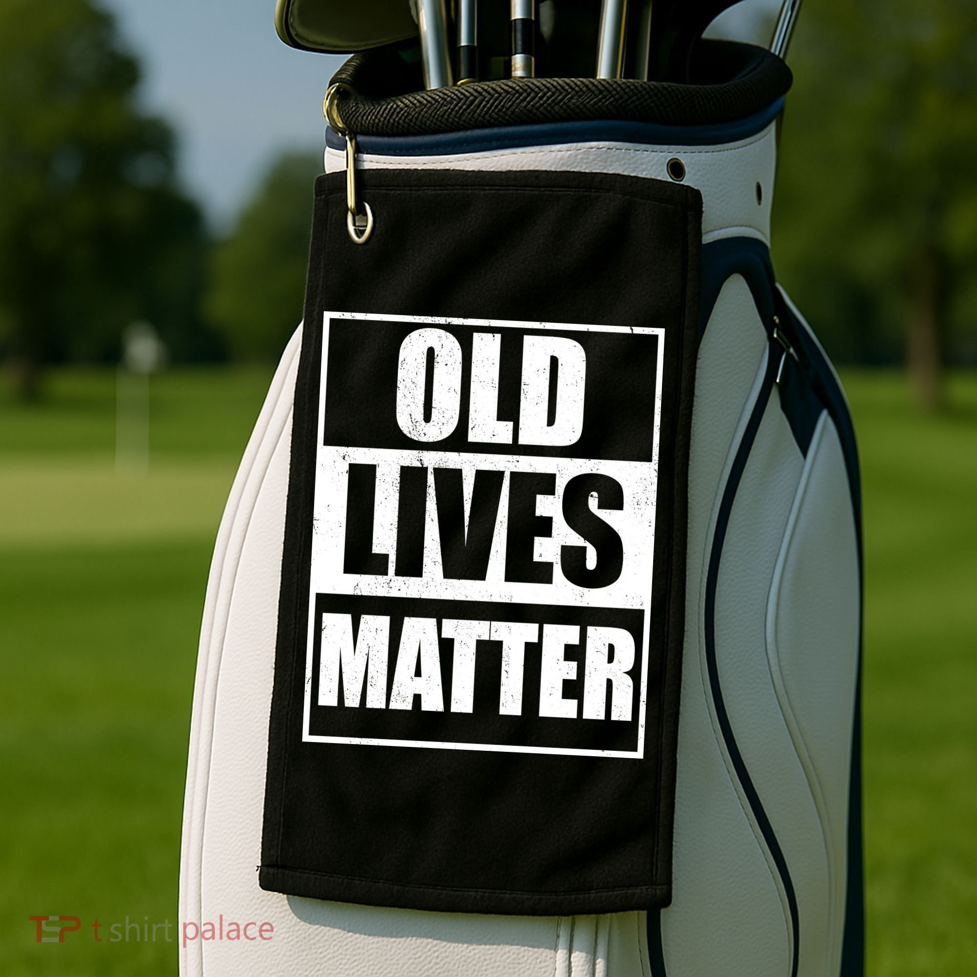 Old Lives Matter Distressed Logo Golf Towel