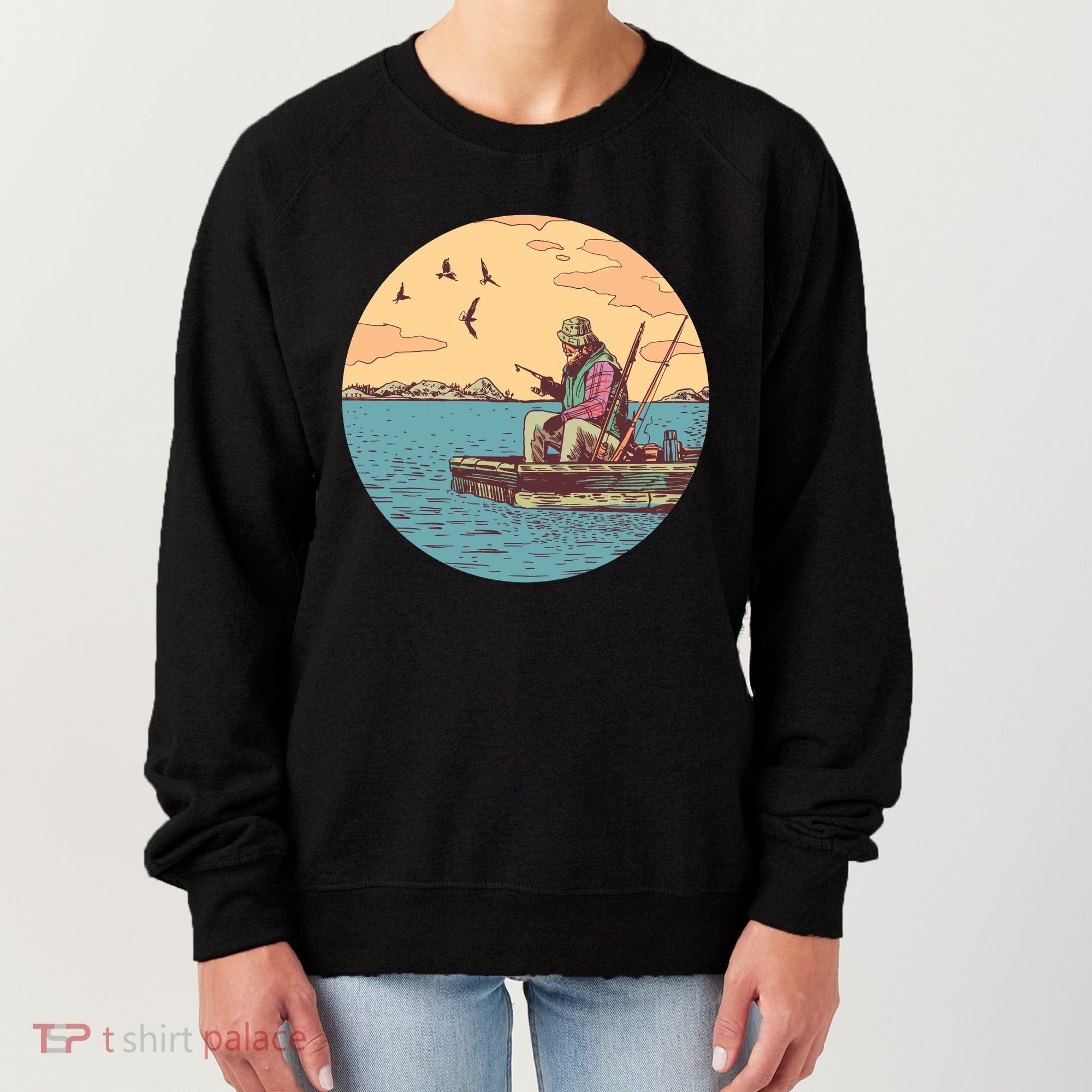 Old Man Fishing Women's Sweatshirt