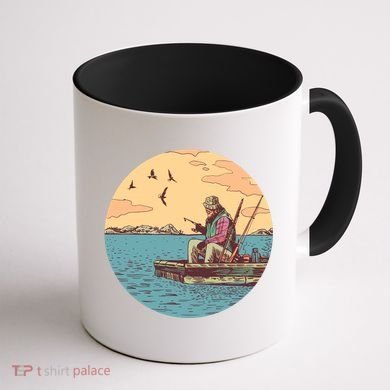 Old Man Fishing Coffee Mug back