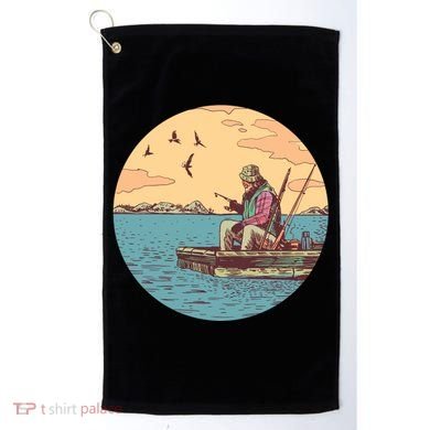 Old Man Fishing Golf Towel