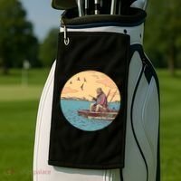 Old Man Fishing Golf Towel thumb 2