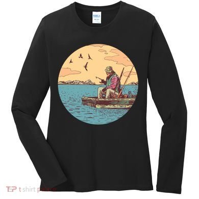Old Man Fishing Women's Long Sleeve Shirt