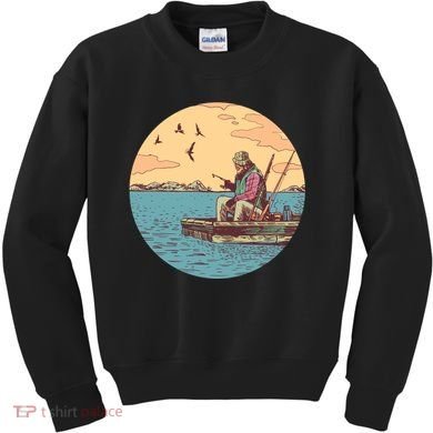 Old Man Fishing Kids Sweatshirt