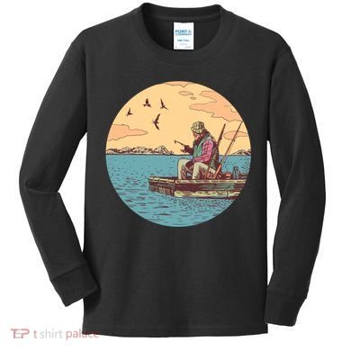 Old Man Fishing Kids Long Sleeve Shirt