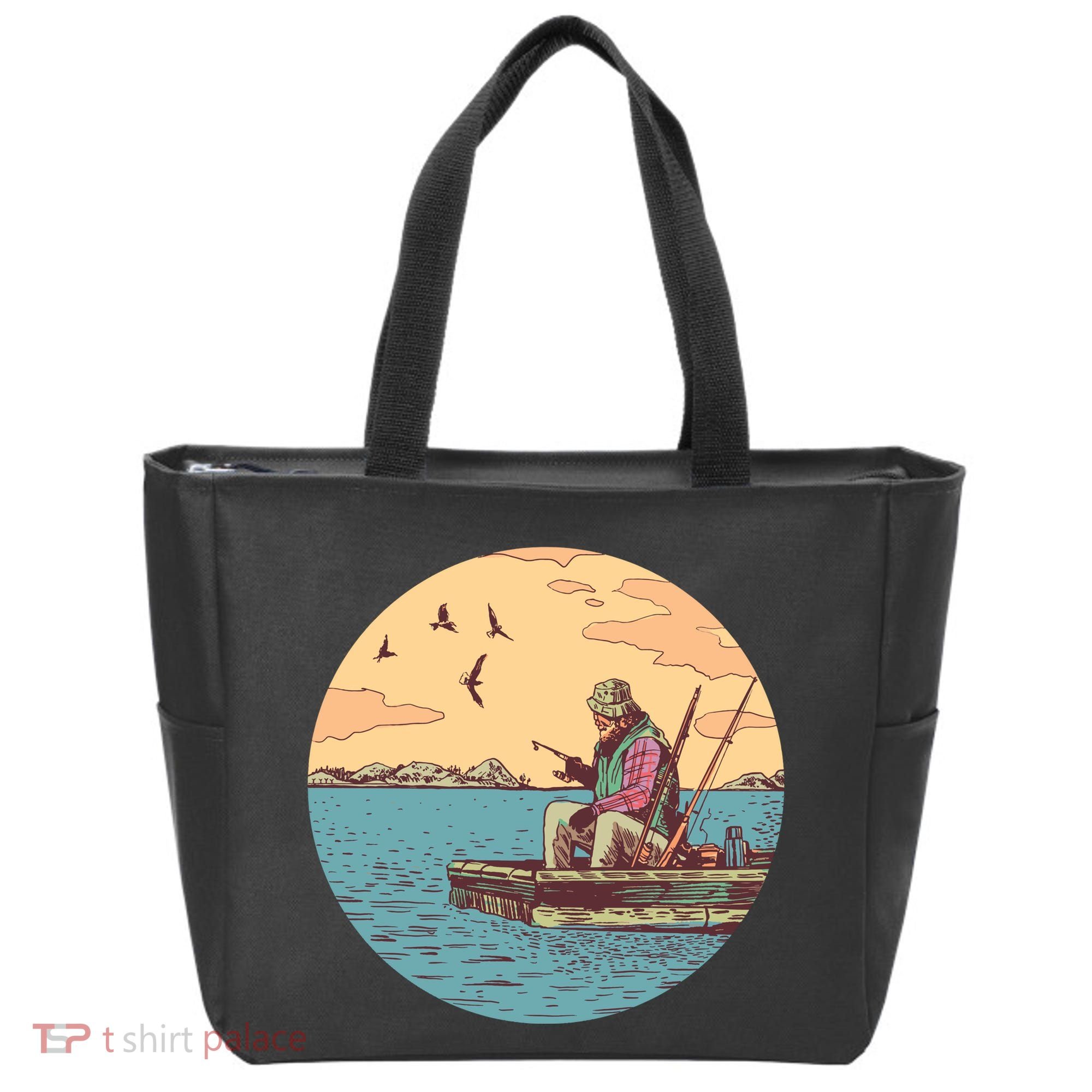 Old Man Fishing Tote Bag