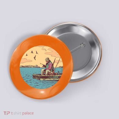 Old Man Fishing Button