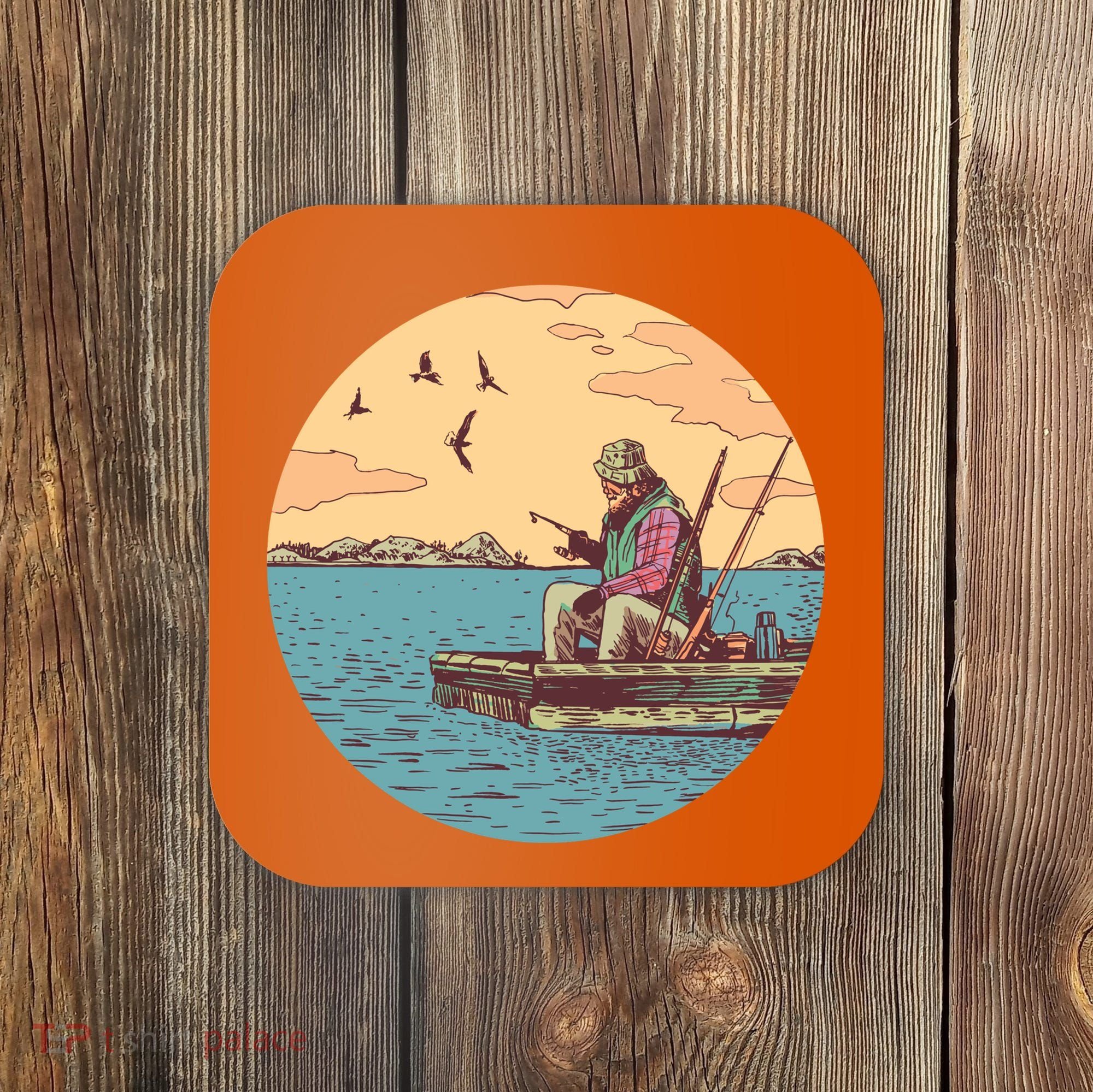 Old Man Fishing Coaster