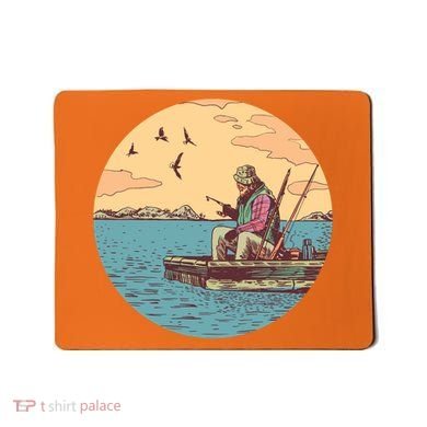 Old Man Fishing Mousepad