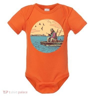 Old Man Fishing Baby Bodysuit