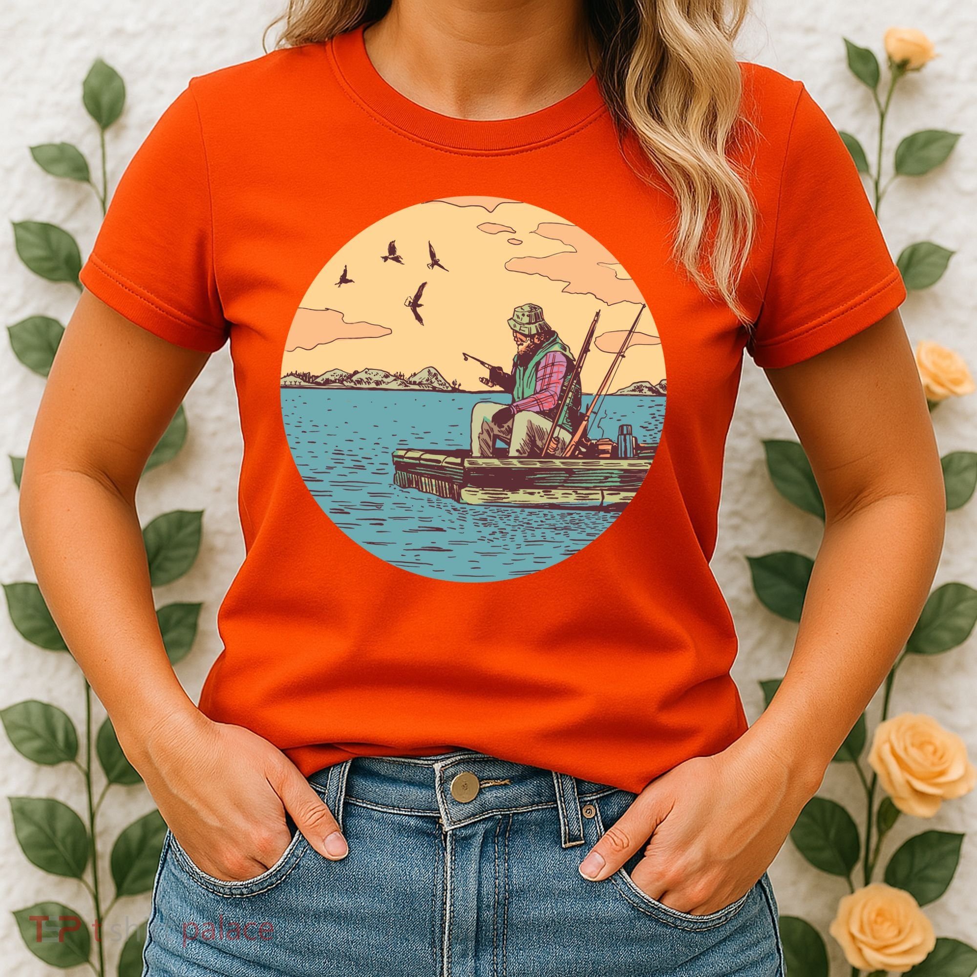 Old Man Fishing Women's T-Shirt