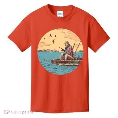 Old Man Fishing Kids T-Shirt