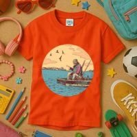 Old Man Fishing Kids T-Shirt thumb 3