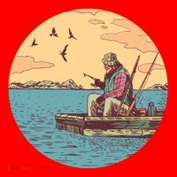 Old Man Fishing Santa Hat thumb 1