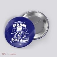 Old Man Who Loves Scuba Diving Button thumb 0