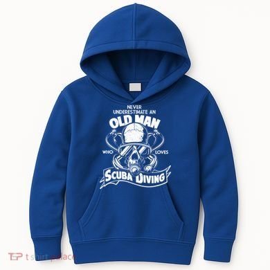 Old Man Who Loves Scuba Diving Kids Hoodie