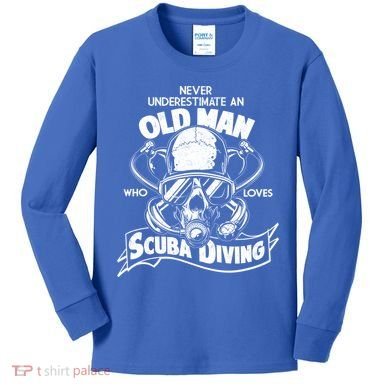 Old Man Who Loves Scuba Diving Kids Long Sleeve Shirt