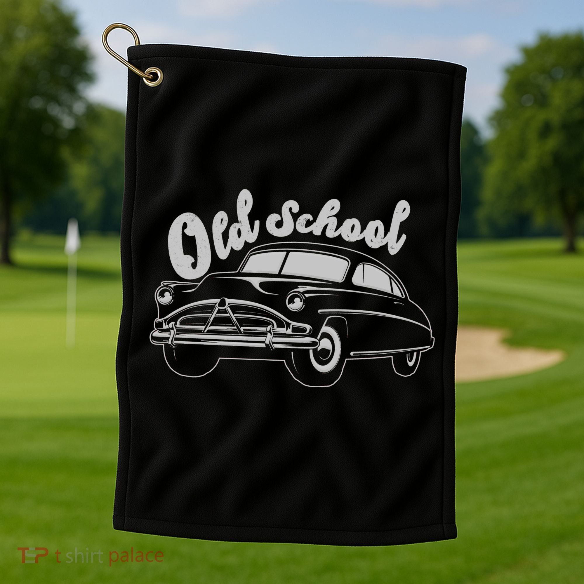 Old School Classic Car Golf Towel