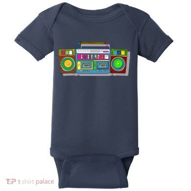 Old School Trippy Boombox Baby Bodysuit