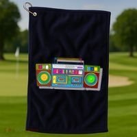 Old School Trippy Boombox Golf Towel thumb 1