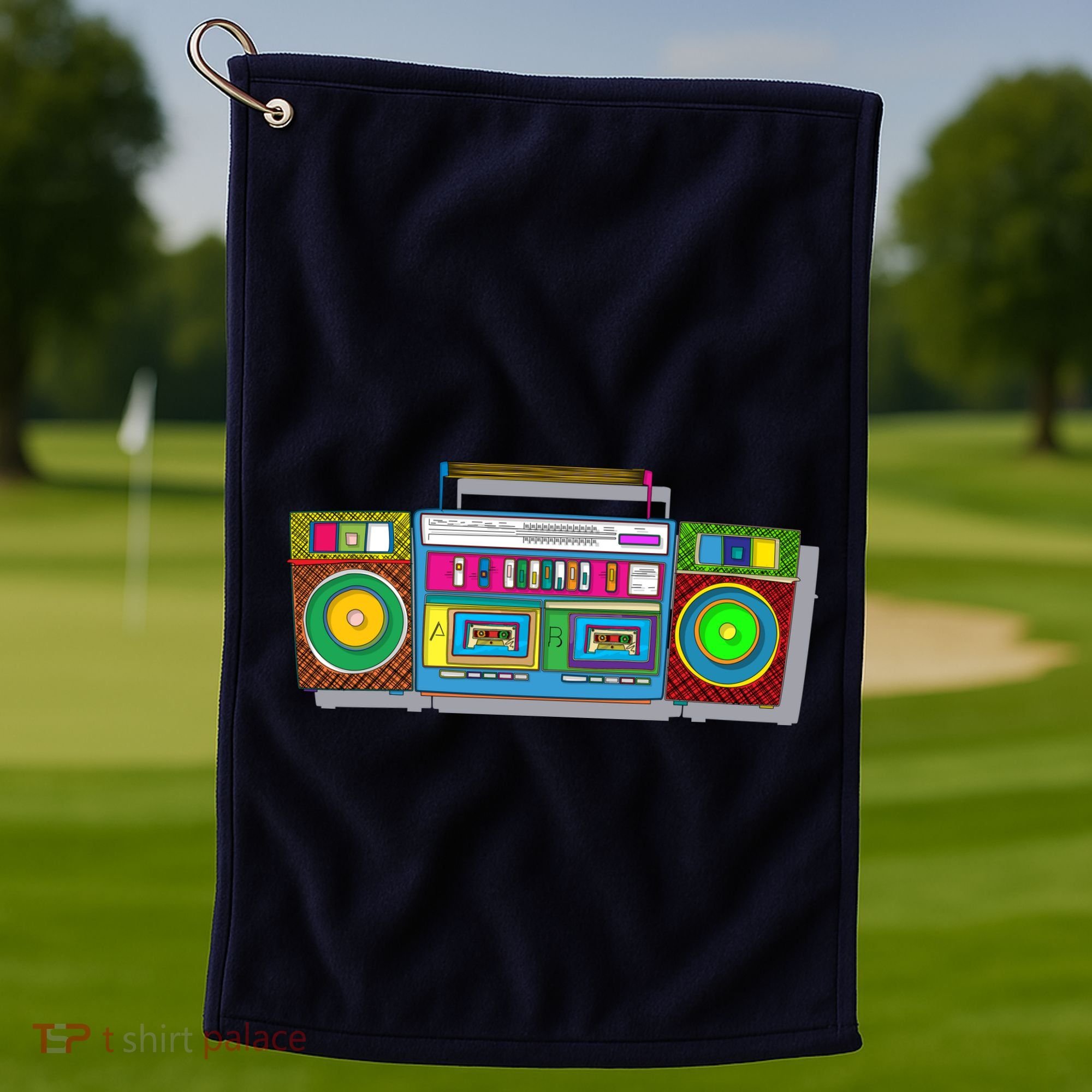 Old School Trippy Boombox Golf Towel