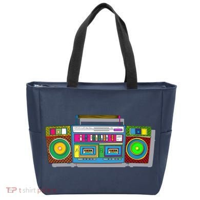 Old School Trippy Boombox Tote Bag