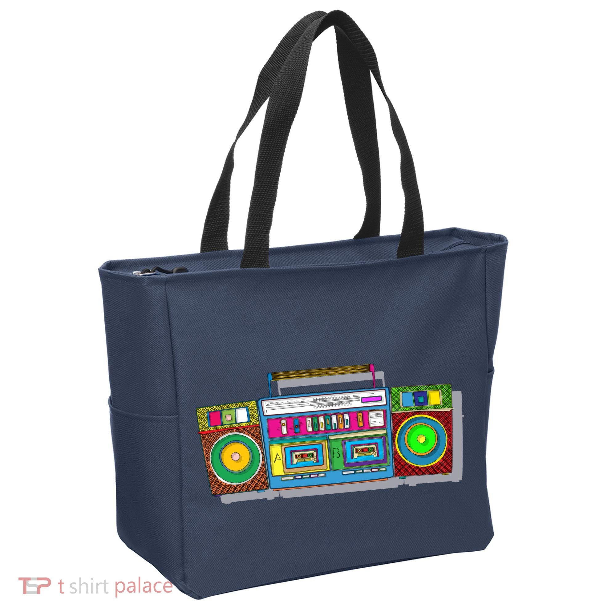 Old School Trippy Boombox Tote Bag