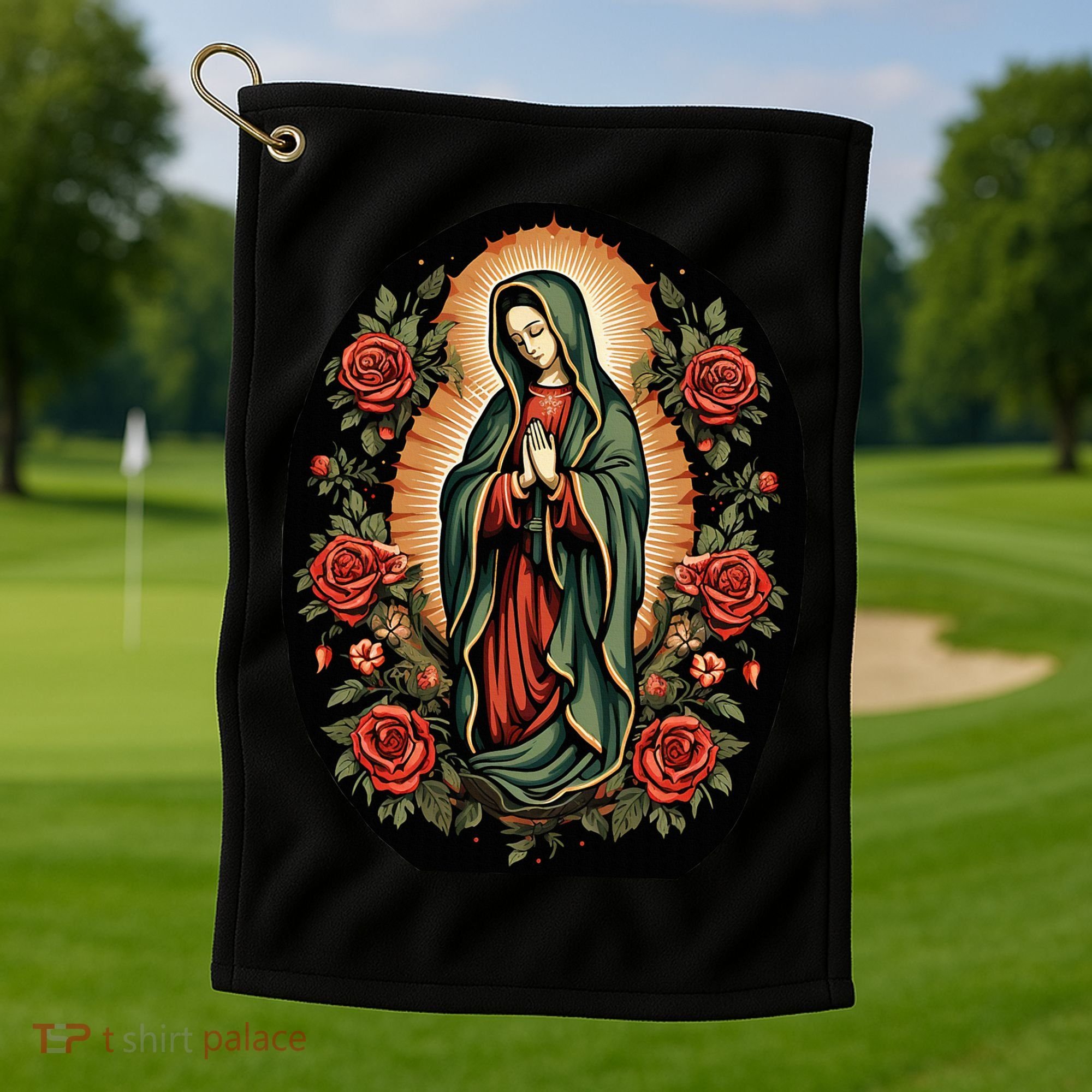Our Lady De Guadalupe Sant Mary For Christians Catholics Golf Towel