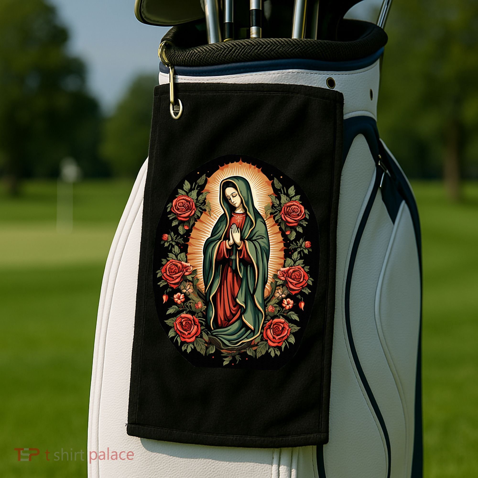 Our Lady De Guadalupe Sant Mary For Christians Catholics Golf Towel