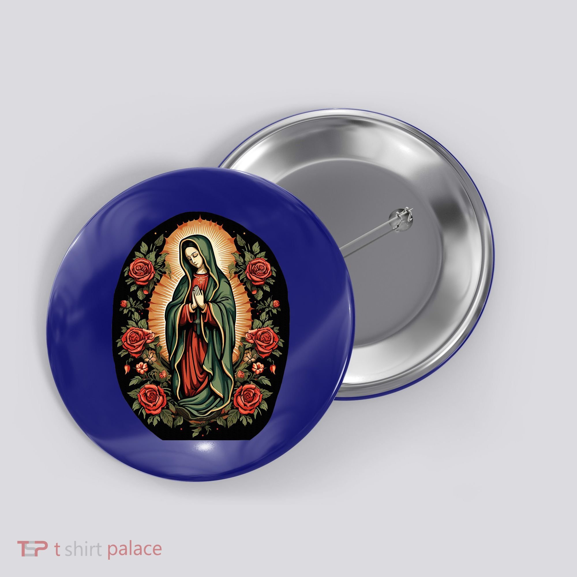 Our Lady De Guadalupe Sant Mary For Christians Catholics Button