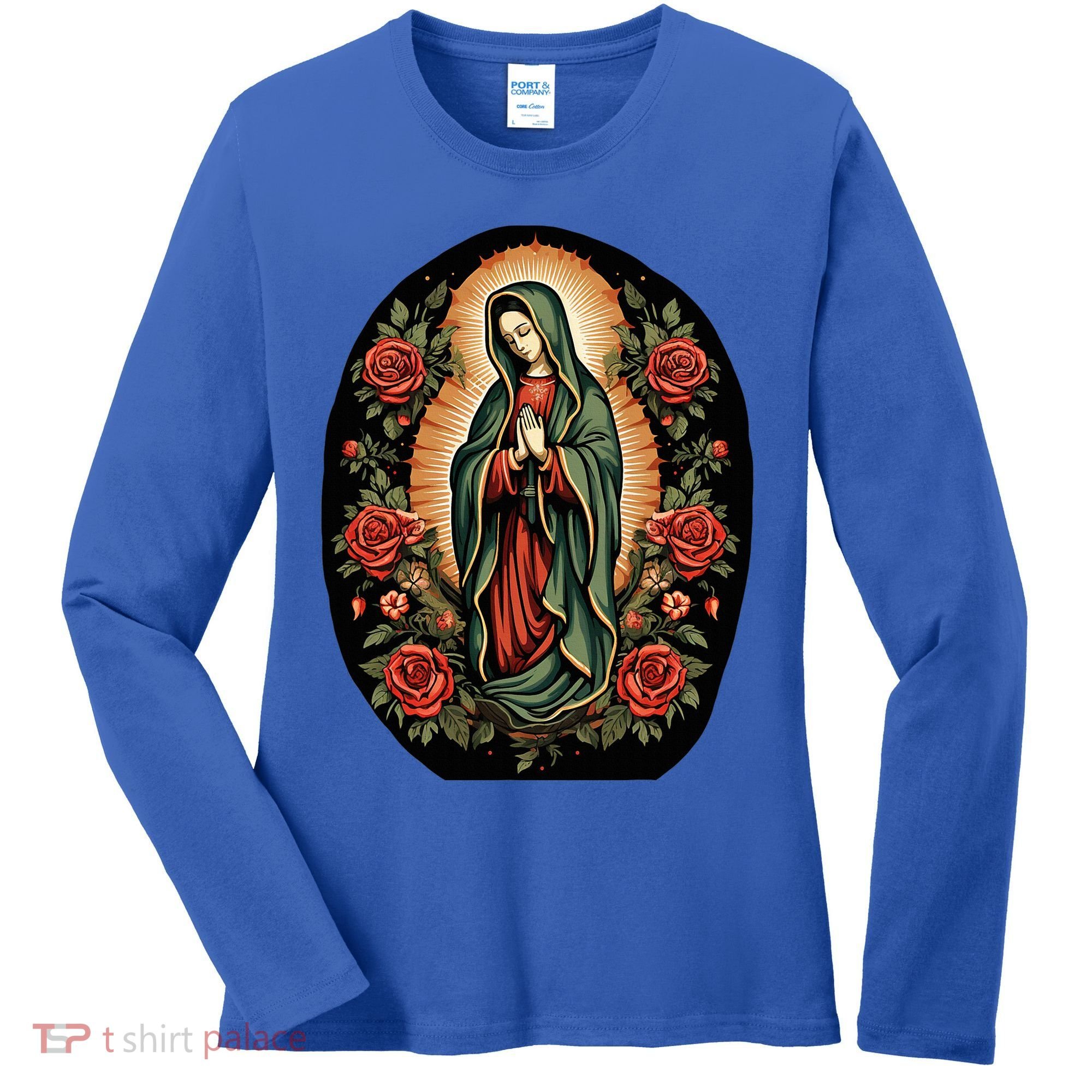 Our Lady De Guadalupe Sant Mary For Christians Catholics Women's Long Sleeve Shirt