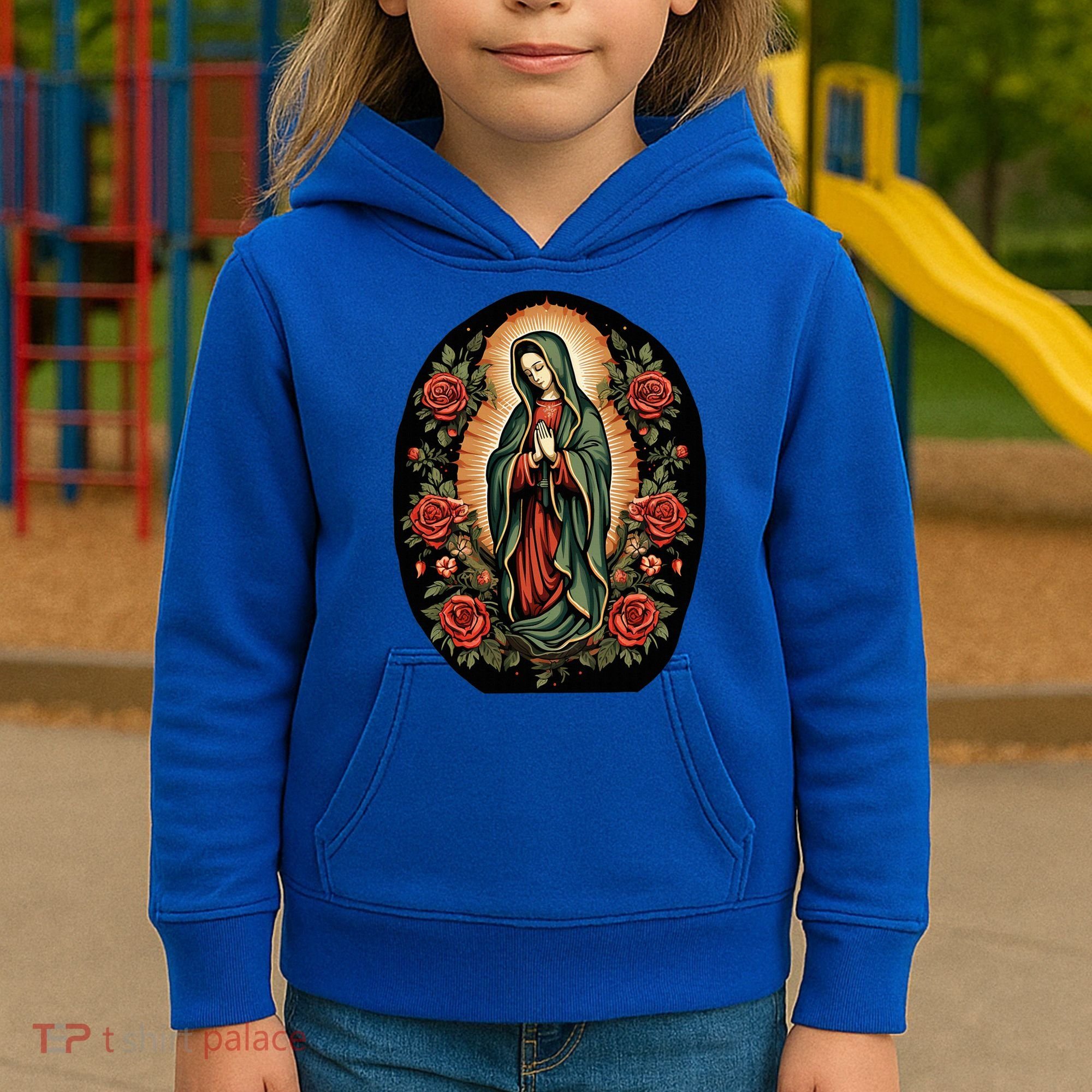 Our Lady De Guadalupe Sant Mary For Christians Catholics Kids Hoodie