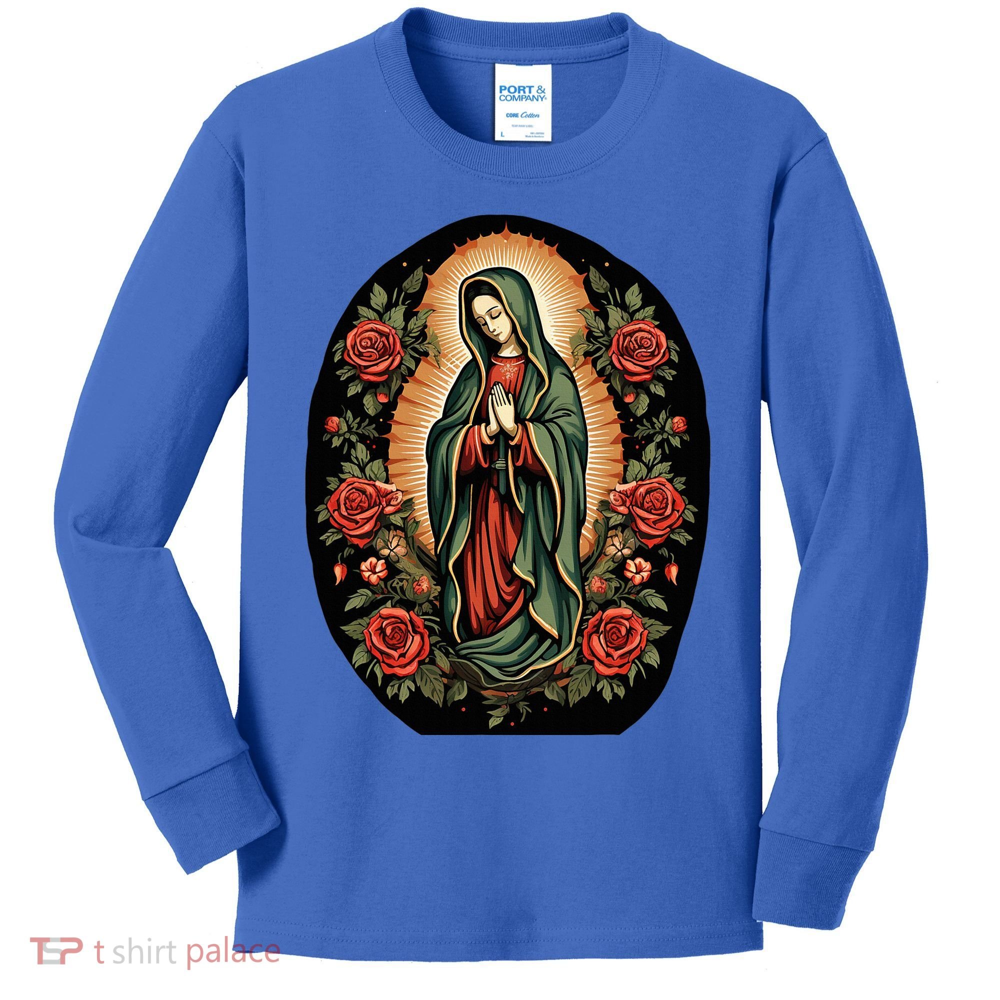 Our Lady De Guadalupe Sant Mary For Christians Catholics Kids Long Sleeve Shirt