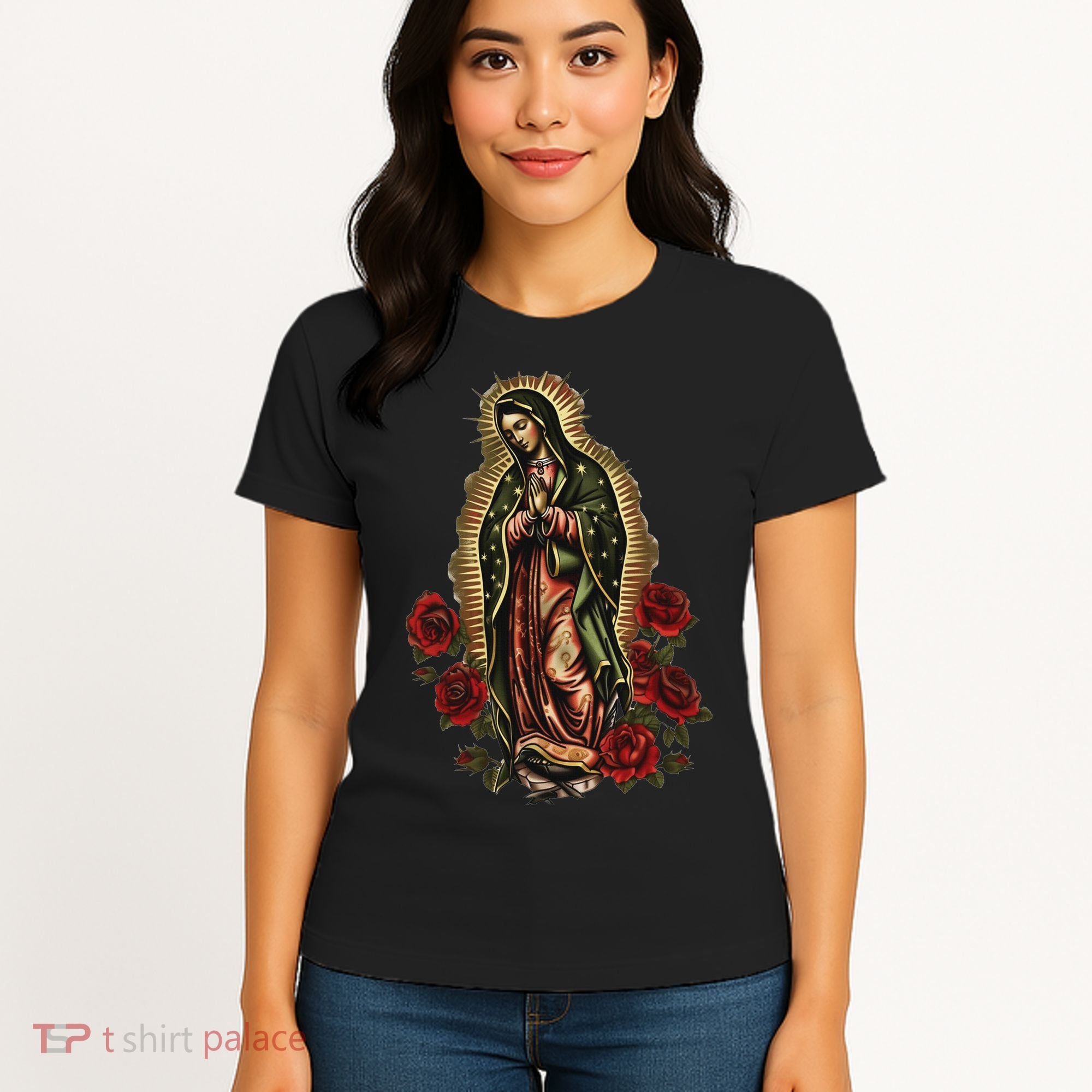 Our Lady De Guadalupe Sant Mary For Christians, Catholics Women's T-Shirt