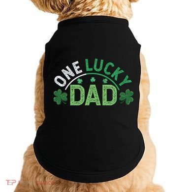 One Lucky Dad Shamrock Papa Irish Saint Patricks Day Daddy Doggie Tank