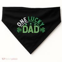 One Lucky Dad Shamrock Papa Irish Saint Patricks Day Daddy USA-Made Doggie Bandana thumb 0