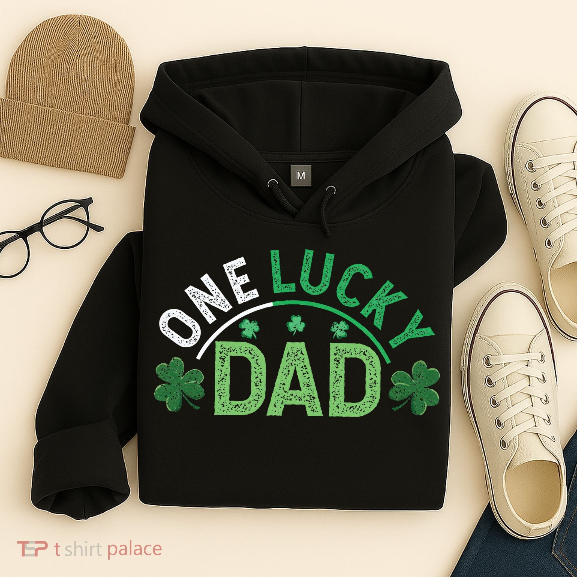 One Lucky Dad Shamrock Papa Irish Saint Patricks Day Daddy Hoodie