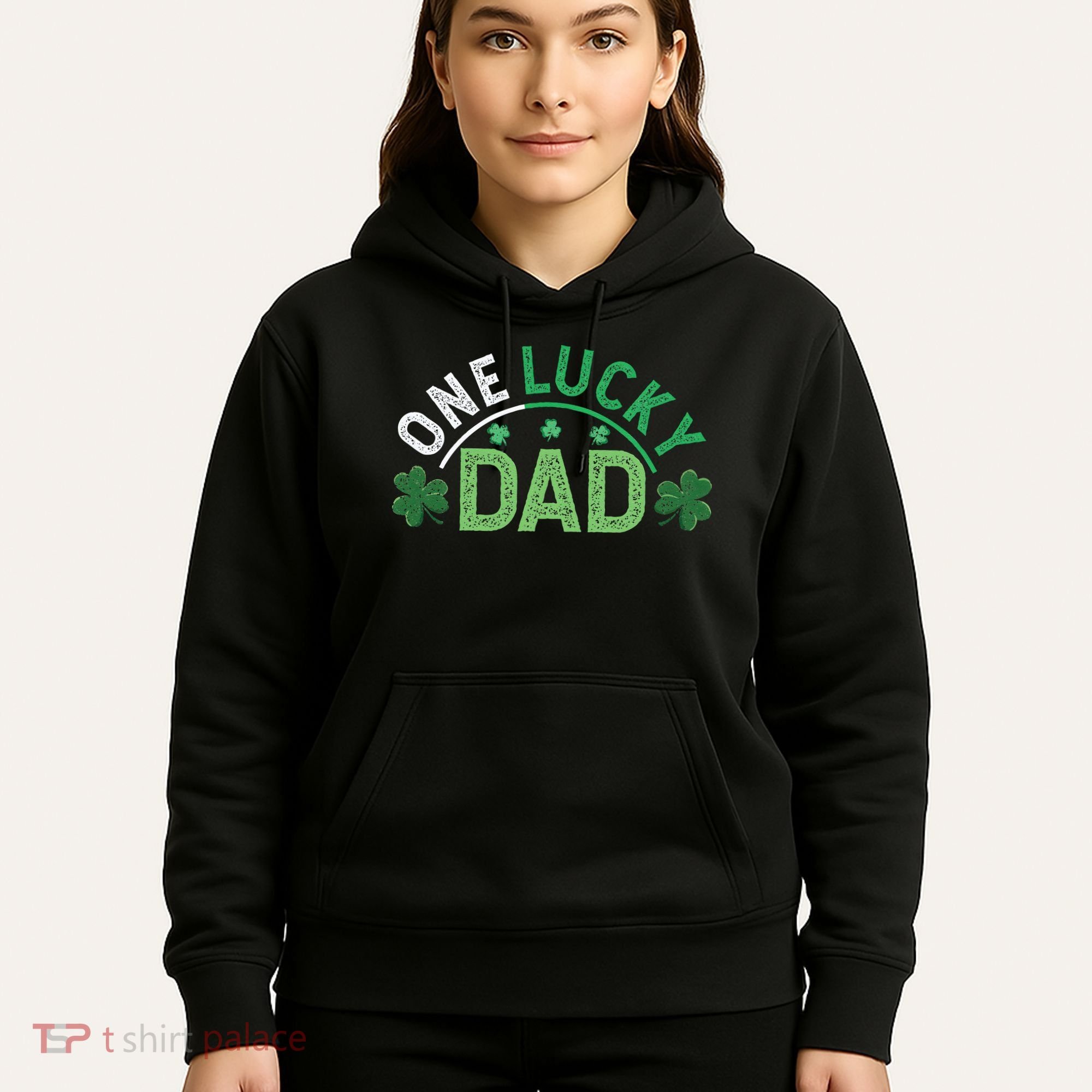 One Lucky Dad Shamrock Papa Irish Saint Patricks Day Daddy Hoodie