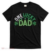 One Lucky Dad Shamrock Papa Irish Saint Patricks Day Daddy T-Shirt thumb 0