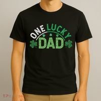 One Lucky Dad Shamrock Papa Irish Saint Patricks Day Daddy T-Shirt thumb 3