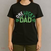 One Lucky Dad Shamrock Papa Irish Saint Patricks Day Daddy T-Shirt thumb 4