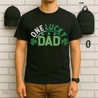 One Lucky Dad Shamrock Papa Irish Saint Patricks Day Daddy T-Shirt thumb 6