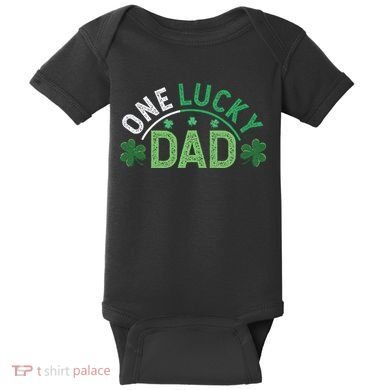 One Lucky Dad Shamrock Papa Irish Saint Patricks Day Daddy Baby Bodysuit