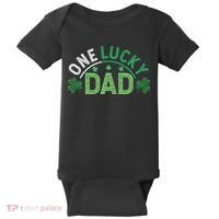 One Lucky Dad Shamrock Papa Irish Saint Patricks Day Daddy Baby Bodysuit thumb 0
