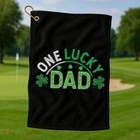 One Lucky Dad Shamrock Papa Irish Saint Patricks Day Daddy Golf Towel thumb 1