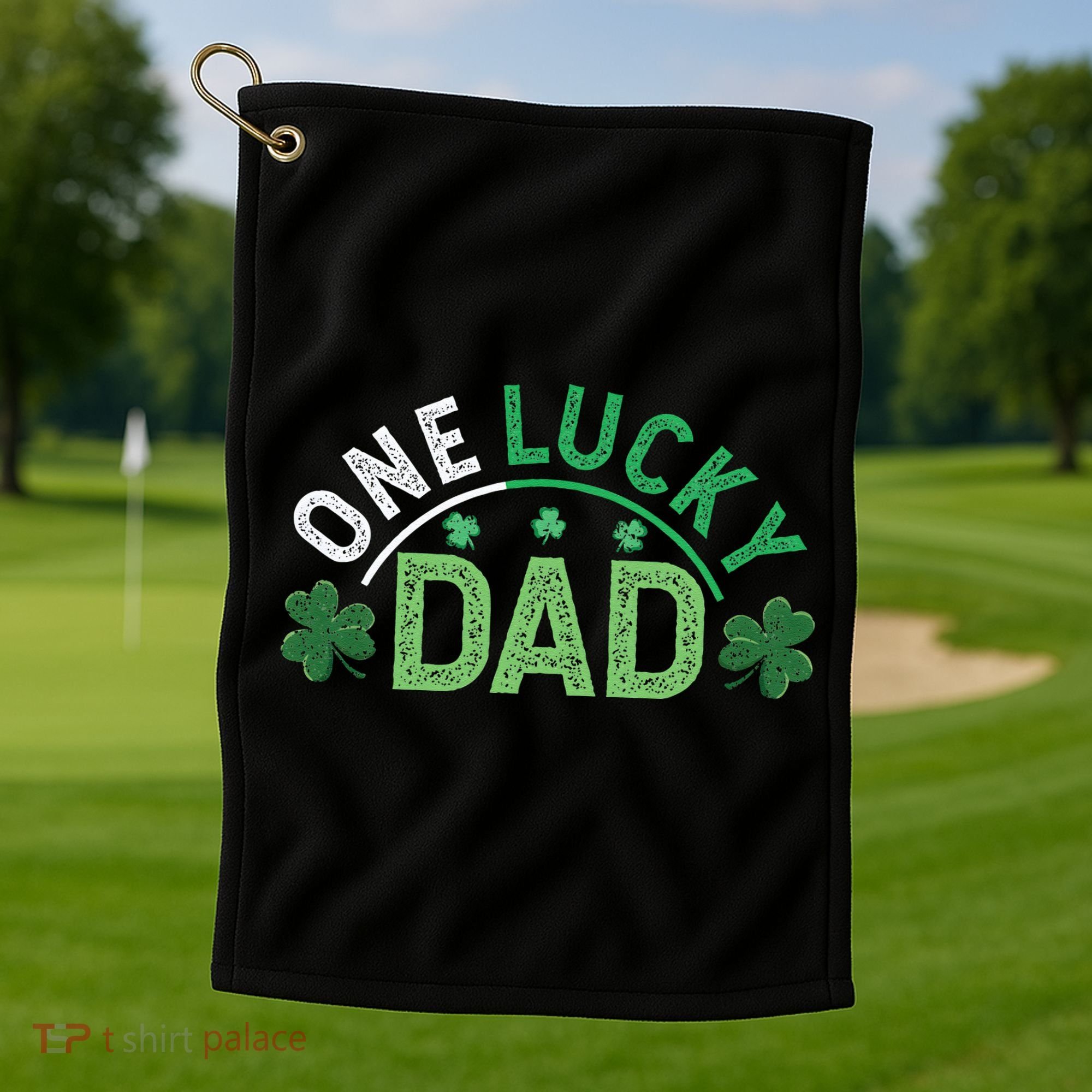 One Lucky Dad Shamrock Papa Irish Saint Patricks Day Daddy Golf Towel