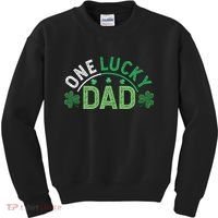 One Lucky Dad Shamrock Papa Irish Saint Patricks Day Daddy Kids Sweatshirt thumb 0