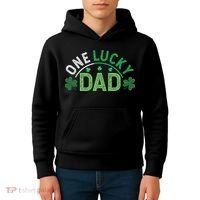 One Lucky Dad Shamrock Papa Irish Saint Patricks Day Daddy Kids Hoodie thumb 4
