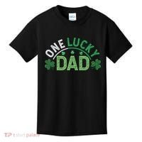 One Lucky Dad Shamrock Papa Irish Saint Patricks Day Daddy Kids T-Shirt thumb 0