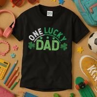 One Lucky Dad Shamrock Papa Irish Saint Patricks Day Daddy Kids T-Shirt thumb 3